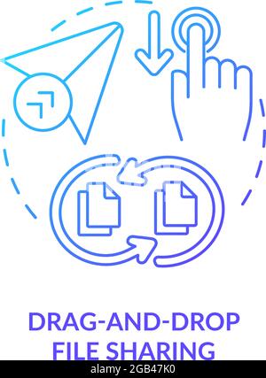 Drag and drop file sharing blue gradient concept icon Stock Vector
