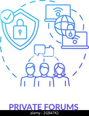 Private forum blue gradient concept icon Stock Vector