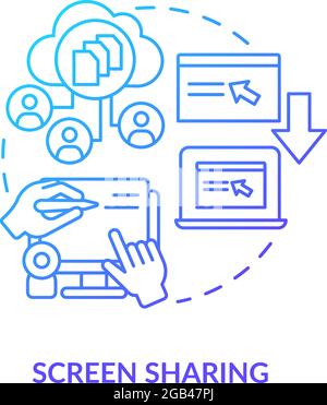 Screen sharing blue gradient concept icon Stock Vector