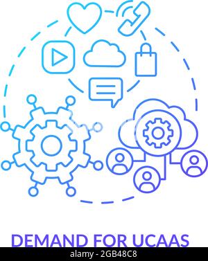 Demand for UCaaS blue gradient concept icon Stock Vector