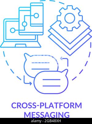 Cross platform messaging blue gradient concept icon Stock Vector
