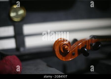 Violin and Violin Case Stock Photo