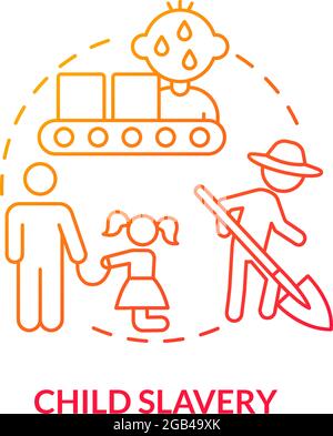 Child slavery red concept icon Stock Vector