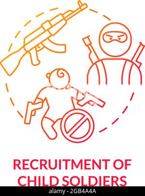 Recruitment of child soldiers red concept icon Stock Vector