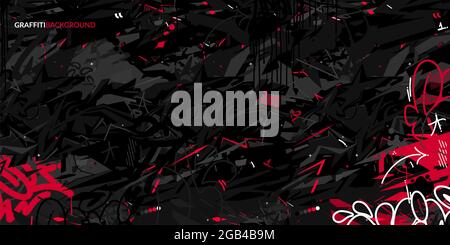 Dark Black Abstract Flat Urban Street Art Graffiti Style Vector Illustration Art Template Background Stock Vector