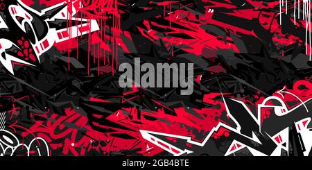 Dark Black Abstract Flat Urban Street Art Graffiti Style Vector Illustration Template Background Art Stock Vector