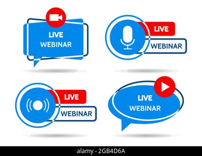 Live webinar logos Stock Vector
