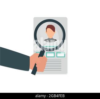 Job searchers, employees, and office workers are being chosen with magnifying glass. Stock Vector