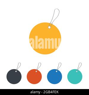 Blank paper price tags or gift tags in different shapes. Labels with cord. Stock Vector