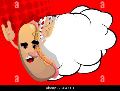 Grinning Hot Dog Cartoon Character Stock Vector Image & Art - Alamy