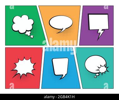 Set of speech bubbles. Halftone shadows isolated. Vector illustration Stock Vector