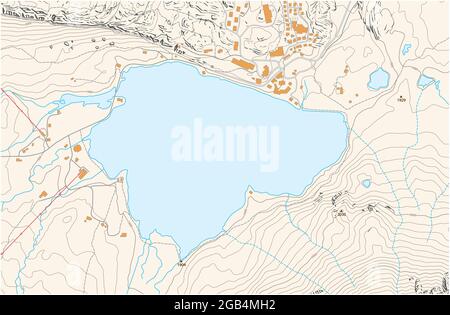 Abstract topographic map with lake and mountains Stock Vector