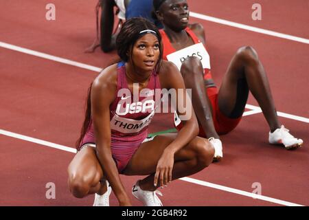 Tokyo, Japon. 02nd Aug, 2021. Gabrielle Thomas (USA) competes on women's 200m semi-final during the Olympic Games Tokyo 2020, Athletics, on August 2, 2021 at Tokyo Olympic Stadium in Tokyo, Japan - Photo Yoann Cambefort/Marti Media/DPPI Credit: DPPI Media/Alamy Live News Stock Photo