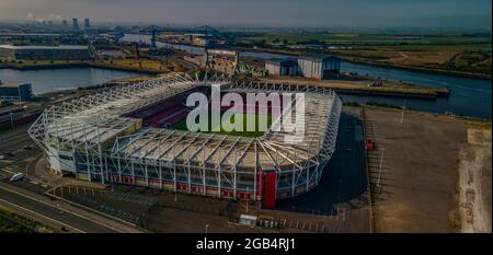 Aerial View of The Riverside Stadium Middlesbrough Football Club Drone Stock Photo