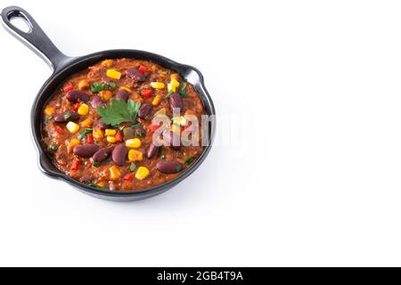 Traditional mexican tex mex chili con carne in iron pan Stock Photo