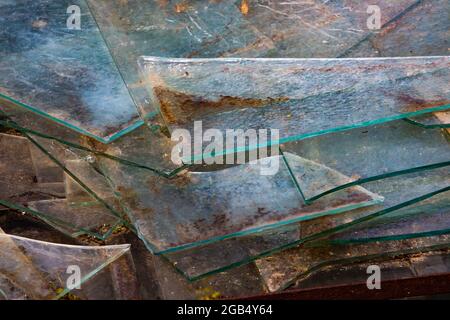 Old and dirty sheet of glass