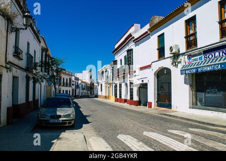 Carmona Spain July 31, 2021 Urban landscape of Carmona called The Bright Star of Europe, the town shows a typical narrow and meandering Arabic layout Stock Photo