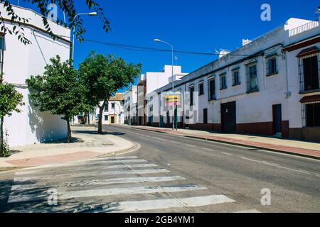 Carmona Spain July 31, 2021 Urban landscape of Carmona called The Bright Star of Europe, the town shows a typical narrow and meandering Arabic layout Stock Photo