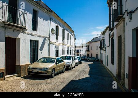 Carmona Spain July 31, 2021 Urban landscape of Carmona called The Bright Star of Europe, the town shows a typical narrow and meandering Arabic layout Stock Photo