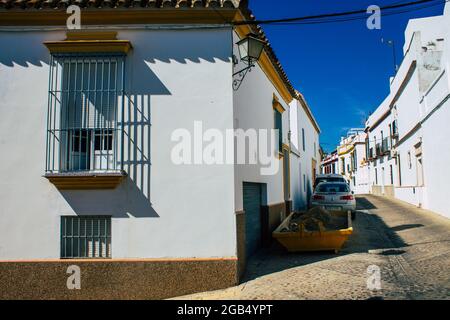 Carmona Spain July 31, 2021 Urban landscape of Carmona called The Bright Star of Europe, the town shows a typical narrow and meandering Arabic layout Stock Photo