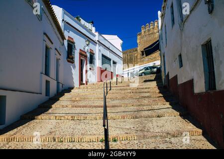 Carmona Spain July 31, 2021 Urban landscape of Carmona called The Bright Star of Europe, the town shows a typical narrow and meandering Arabic layout Stock Photo