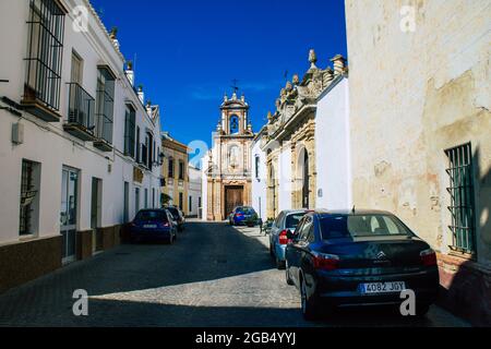 Carmona Spain July 31, 2021 Urban landscape of Carmona called The Bright Star of Europe, the town shows a typical narrow and meandering Arabic layout Stock Photo