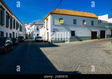 Carmona Spain July 31, 2021 Urban landscape of Carmona called The Bright Star of Europe, the town shows a typical narrow and meandering Arabic layout Stock Photo