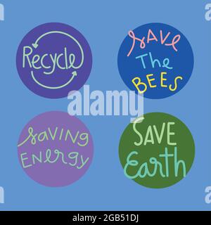 save earth phrases Stock Vector