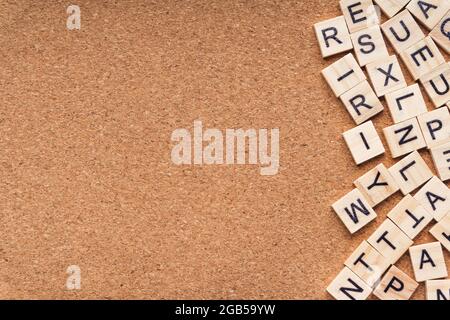 Alphabet wood block  on wooden background. Business and Education Concept Stock Photo