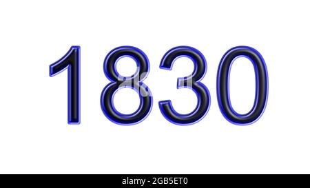 blue 1830 number 3d effect white background Stock Photo