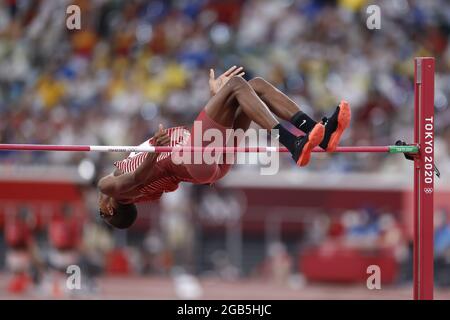 Mutaz Essa BARSHIM (QAT) Gold Medal during the Olympic Games Tokyo 2020, Athletics Men's High Jump Final on August 1, 2021 at Olympic Stadium in Tokyo, Japan - Photo Yuya Nagase / Photo Kishimoto / DPPI Stock Photo