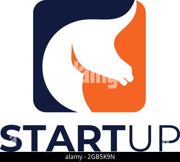 Unicorn start up logo design vector template Stock Vector