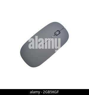 Wireless computer mouse, black color, isolated on white background Stock Photo