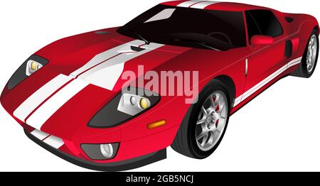 Red sports car vector illustration isolated on white background Stock Vector