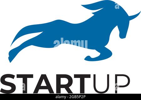 Unicorn start up logo design vector template Stock Vector