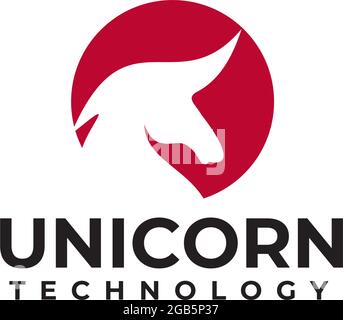 Unicorn start up logo design vector template Stock Vector