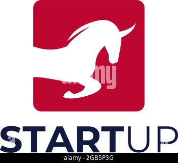 Unicorn start up logo design vector template Stock Vector