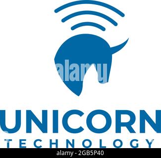 Unicorn start up logo design vector template Stock Vector