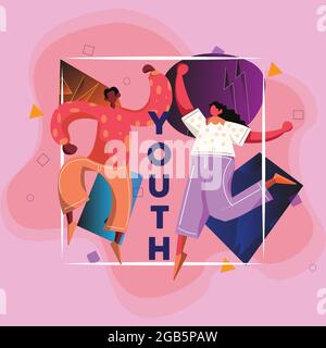 Cartoon design of youth which celebrates youth day and dance Stock Vector