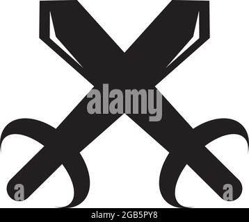 Crossed sword logo design vector template Stock Vector