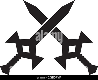 Crossed sword logo design vector template Stock Vector