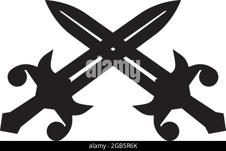 Crossed sword logo design vector template Stock Vector
