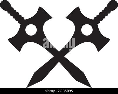 Crossed sword logo design vector template Stock Vector