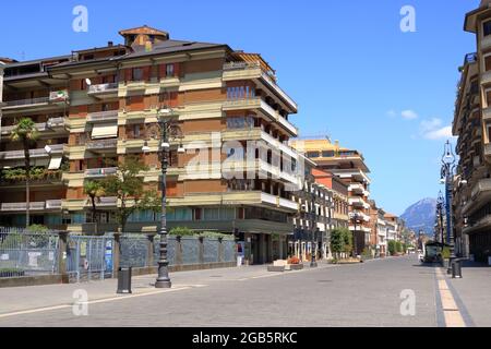 July 10 2021 Avellino, Italy: City View in the Corso Vittorio Emanuele II Street Stock Photo