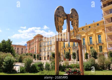 July 10 2021 Avellino, Italy: City View on the Piazza Liberta Place Stock Photo