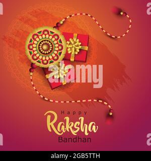 Happy Raksha Bandhan with stylish vector illustration in a creative background. Indian Religious Festival. colorful Rakhi Design. Stock Vector