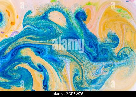 Fluid art pattern. Abstract ink mixed texture. Psychedelic multicolored background Stock Photo