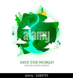 save world with fix climate change vector illustration Stock Vector