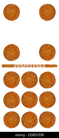 dominoes from oatmeal cookies on a white background Stock Photo