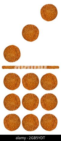 dominoes from oatmeal cookies on a white background Stock Photo
